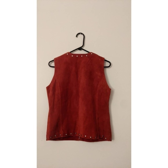 Lisa International 100 Percent Suede Red Vest with Metal Embellishment, Small - Picture 4 of 11